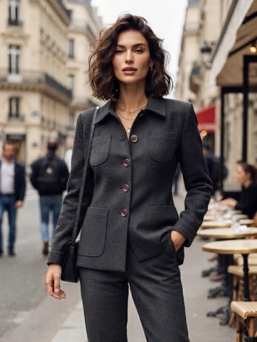 Vintage Harve Bernard Women’s charcoal gray jacket